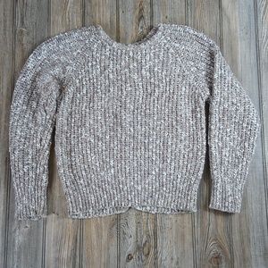 Long Sleeve Cozy Knit Button Detail Back  Crew Neck Sweater Top